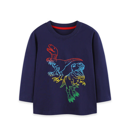 MyKids-USA® Autumn Arrival Kids Boys Animals Cartoon Pattern Crew Neck Long Sleeves Top