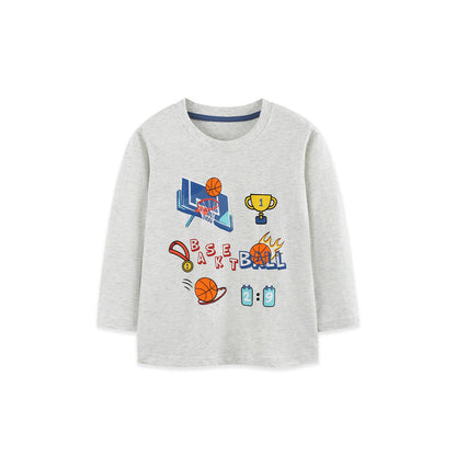 MyKids-USA® Autumn Arrival Kids Boys Sports Cartoon Pattern Crew Neck Long Sleeves Top