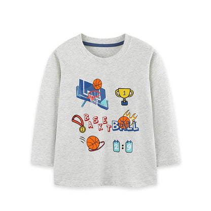 MyKids-USA® Autumn Arrival Kids Boys Sports Cartoon Pattern Crew Neck Long Sleeves Top