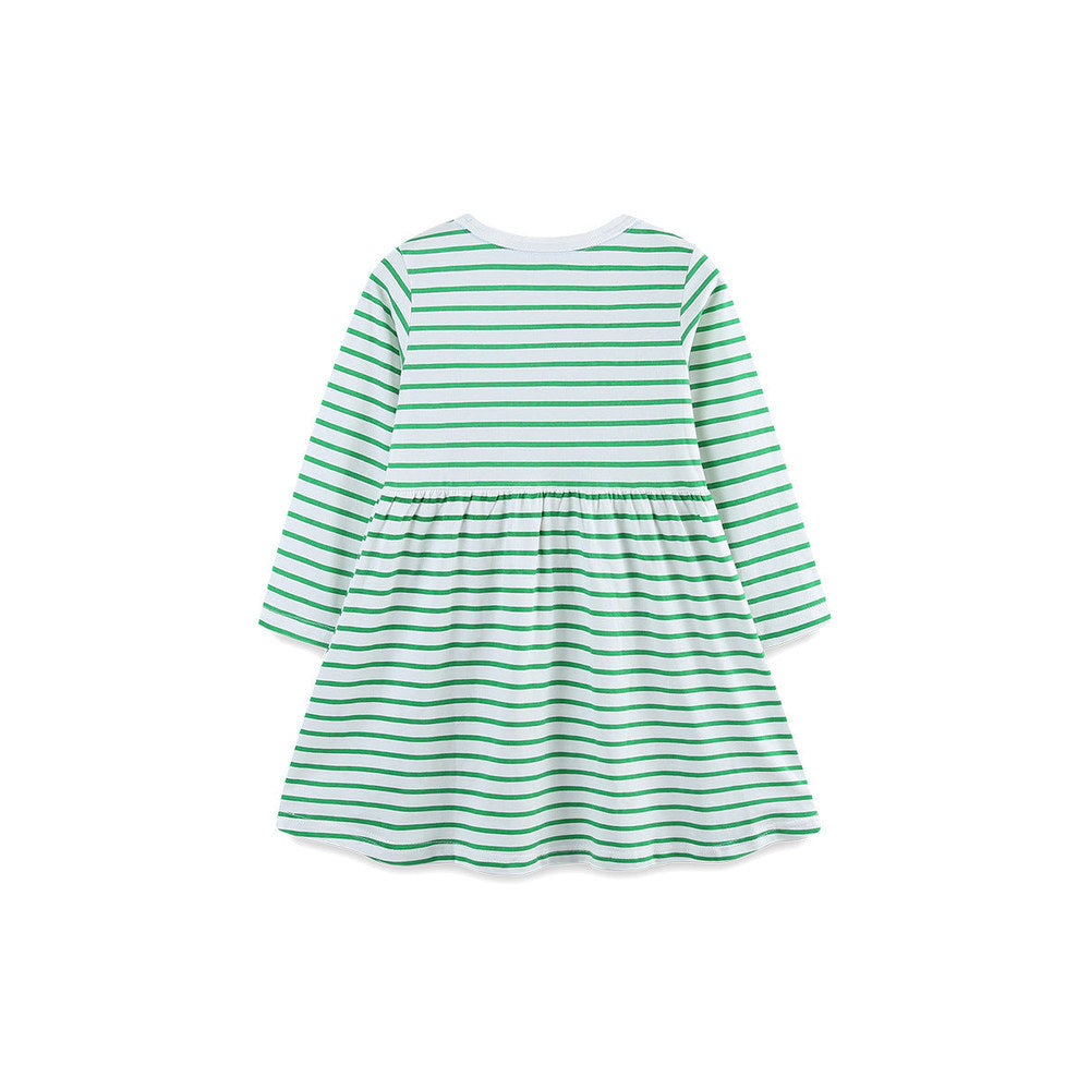 MyKids-USA® Autumn Arrival Baby Kids Girls Princess Striped and Flowers Pattern Long Sleeves Dress