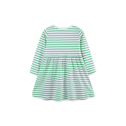MyKids-USA® Autumn Arrival Baby Kids Girls Princess Striped and Flowers Pattern Long Sleeves Dress