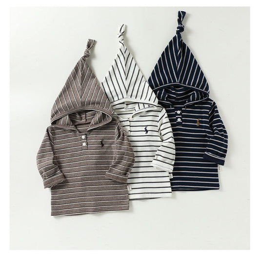MyKids-USA® Autumn Arrival Baby Kids Unisex Long Sleeves Striped Pattern Hooded Top