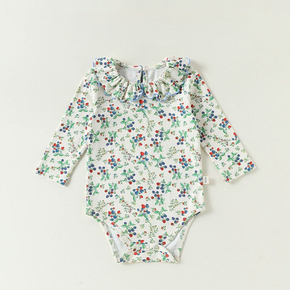 MyKids-USA® Autumn Arrival Baby Kids Girls Princess Long Sleeves Flowers and Fruits Pattern Bodysuit