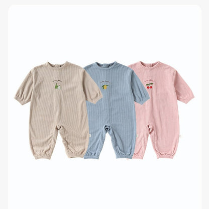 MyKids-USA® Autumn Arrival Baby Kids Unisex Long Sleeves Fruits Embroidered Corduroy Rompers