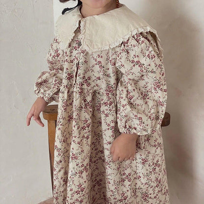 MyKids-USA® Autumn Arrival Baby Kids Girls Princess Long Sleeves Flowers Pattern Dress