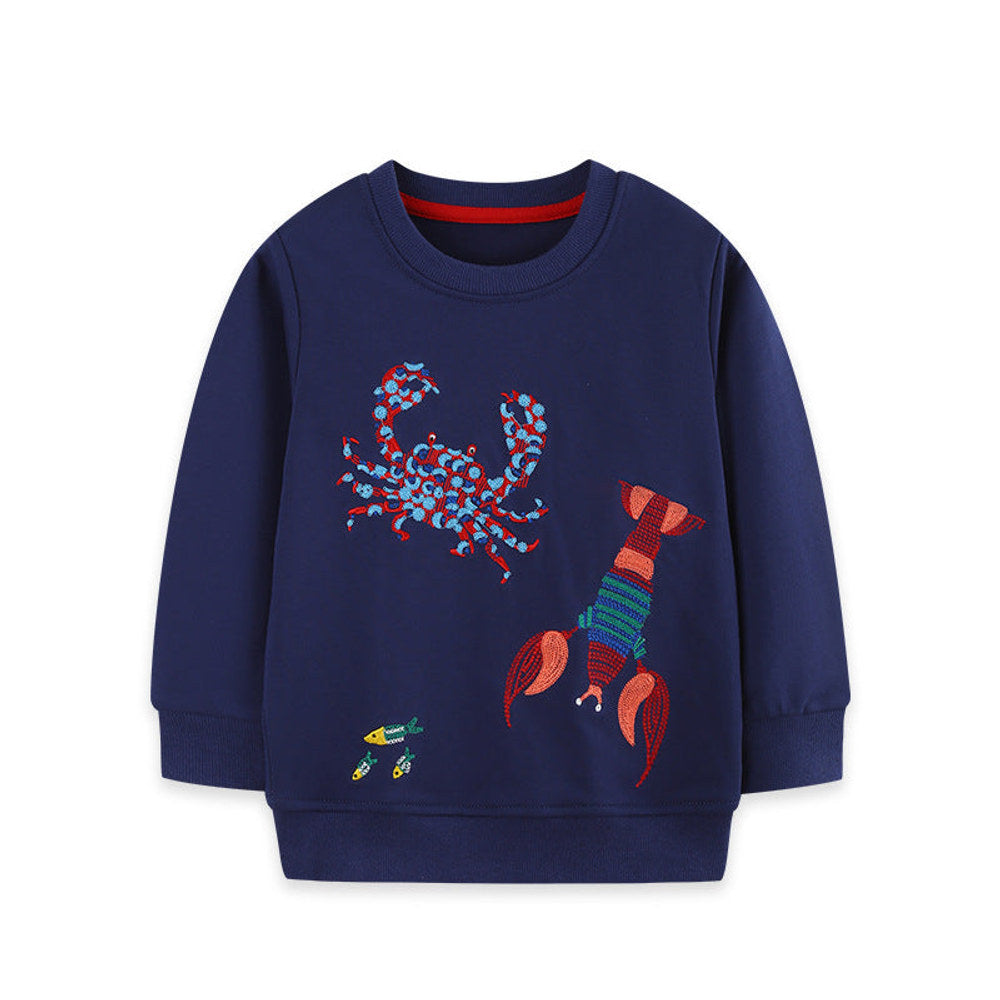 MyKids-USA® Autumn Arrival Kids Boys Animals Cartoon Pattern Crew Neck Long Sleeves Pullover