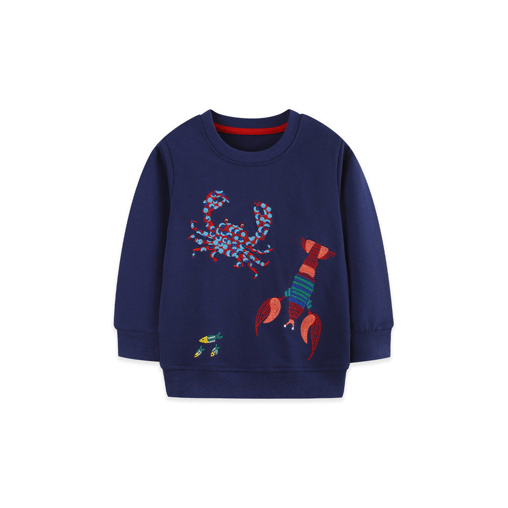MyKids-USA® Autumn Arrival Kids Boys Animals Cartoon Pattern Crew Neck Long Sleeves Pullover