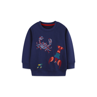 MyKids-USA® Autumn Arrival Kids Boys Animals Cartoon Pattern Crew Neck Long Sleeves Pullover