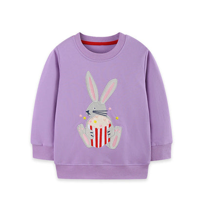 MyKids-USA® Autumn Arrival Kids Girls Animals Cartoon Pattern Crew Neck Long Sleeves Pullover
