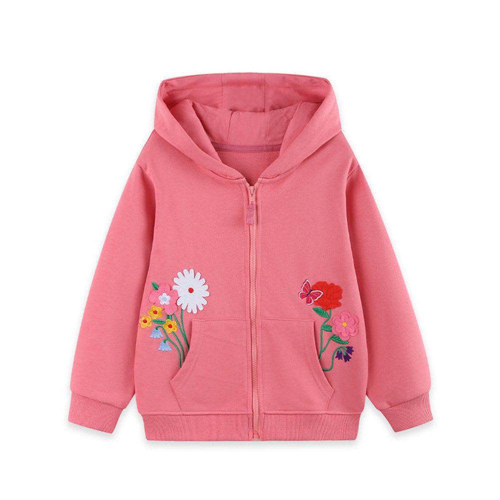 MyKids-USA® Autumn Arrival Girls’ Flowers Pattern Hooded Coat