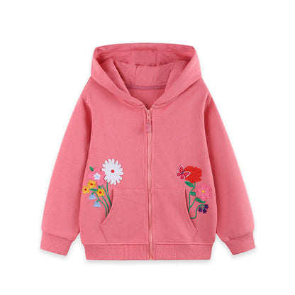 MyKids-USA® Autumn Arrival Girls’ Flowers Pattern Hooded Coat