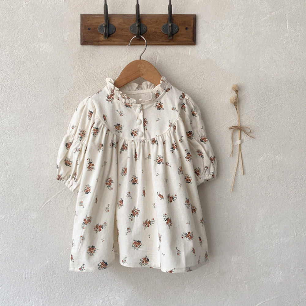 MyKids-USA® Autumn Arrival Baby Kids Girls Long Sleeves Ruffle Neck Dress