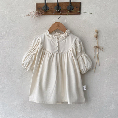 MyKids-USA® Autumn Arrival Baby Kids Girls Long Sleeves Ruffle Neck Dress