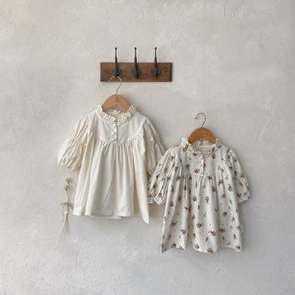 MyKids-USA® Autumn Arrival Baby Kids Girls Long Sleeves Ruffle Neck Dress