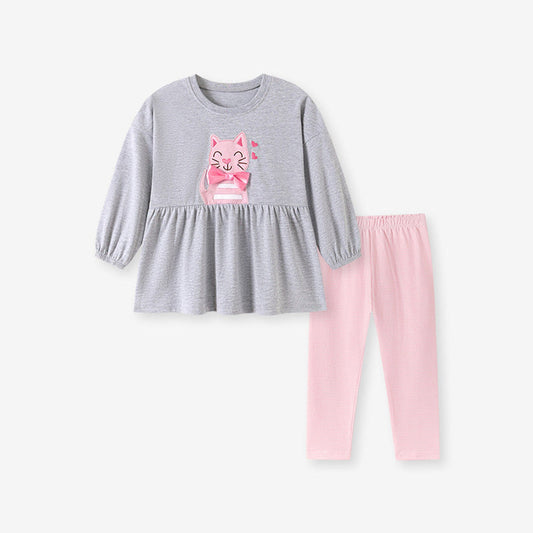 MyKids-USA® Autumn Baby Kids Girls Animals Cartoon Pattern Long Sleeves Top and Pink Pants Clothing Set