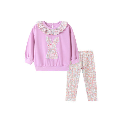 MyKids-USA® Autumn Baby Kids Girls Animals Flowers Pattern Long Sleeves Top and Floral Pants Clothing Set