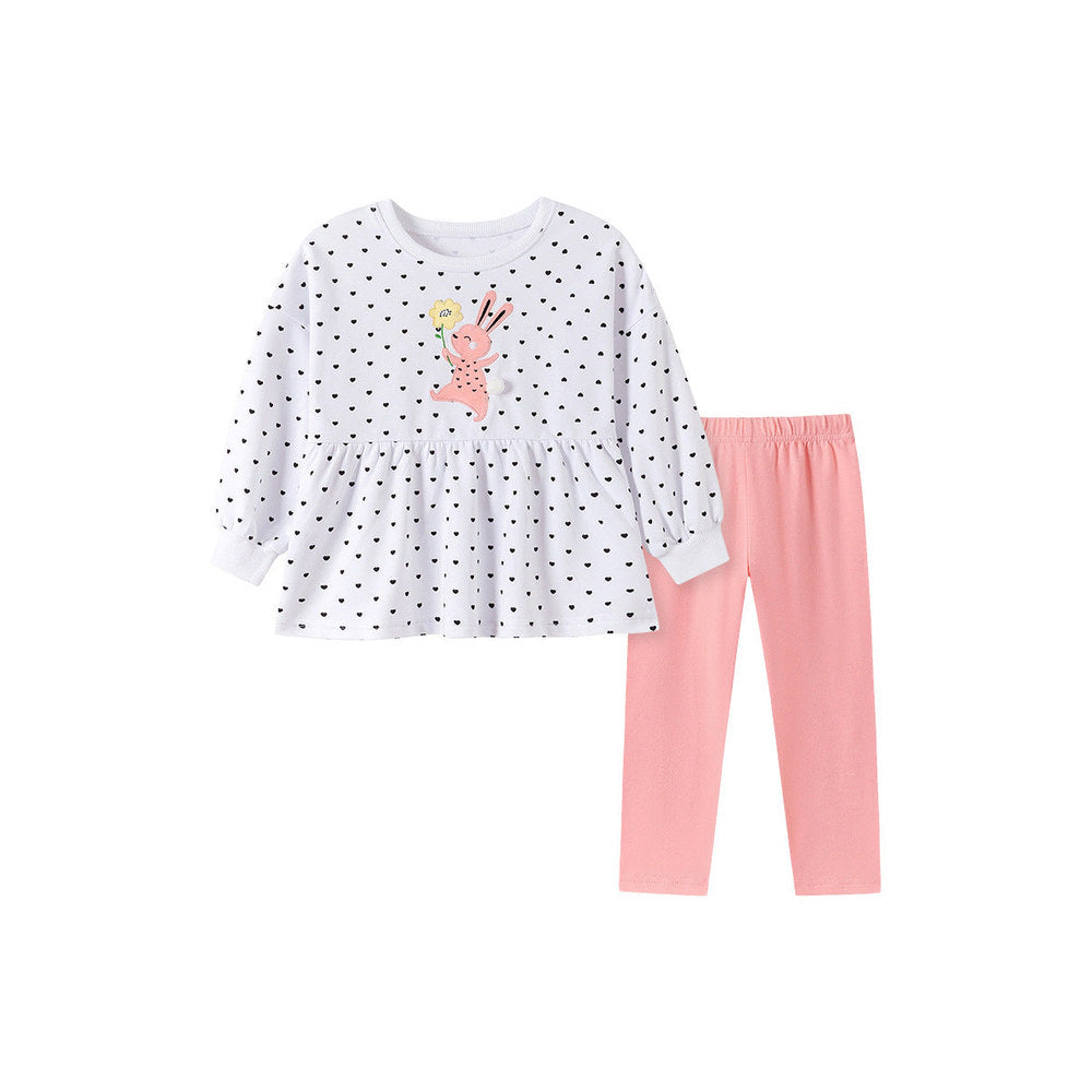 MyKids-USA® Autumn Baby Kids Girls Animals Flowers Pattern Long Sleeves Top and Pink Pants Clothing Set