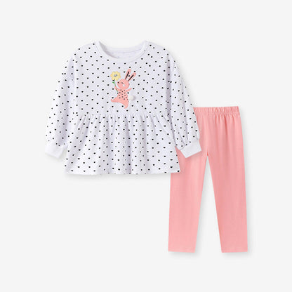 MyKids-USA® Autumn Baby Kids Girls Animals Flowers Pattern Long Sleeves Top and Pink Pants Clothing Set