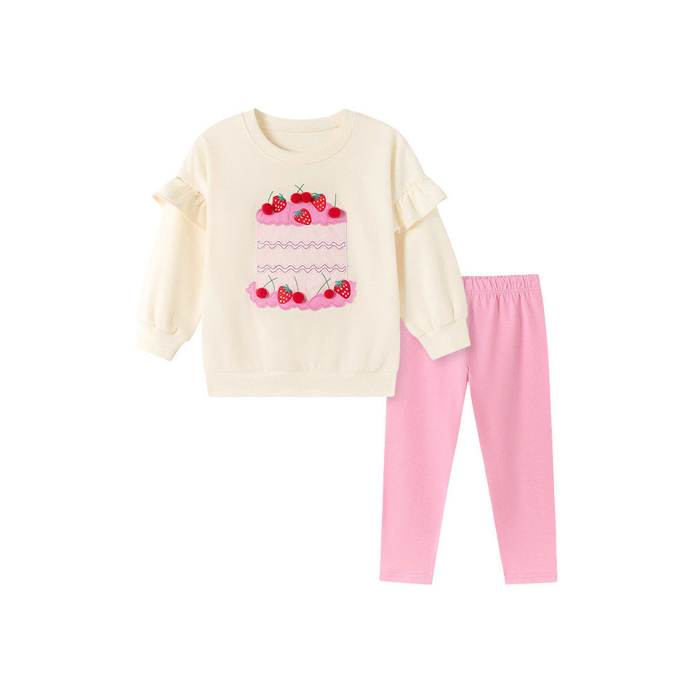 MyKids-USA® Autumn Baby Kids Girls Fruits Cake Cartoon Pattern Long Sleeves Top and Pants Clothing Set