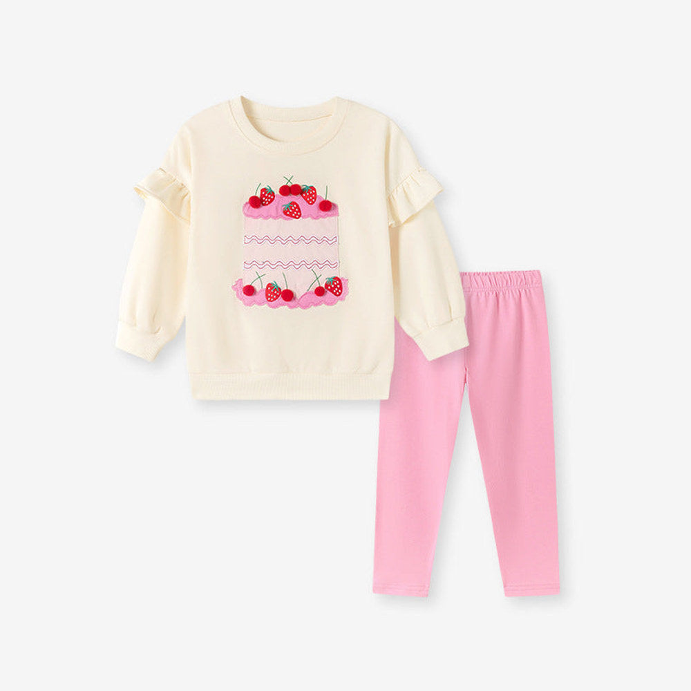 MyKids-USA® Autumn Baby Kids Girls Fruits Cake Cartoon Pattern Long Sleeves Top and Pants Clothing Set