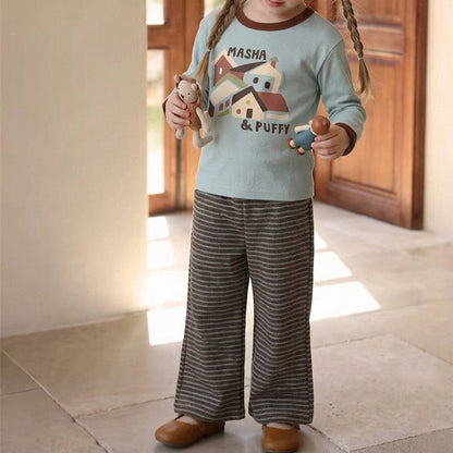 MyKids-USA® Arrival Autumn Striped Pattern Pants for Girls