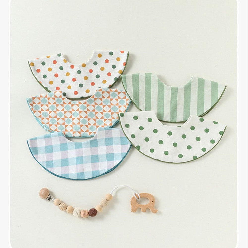 MyKids-USA® Adorable Geometric Pattern Snap-on Round Shaped Bib