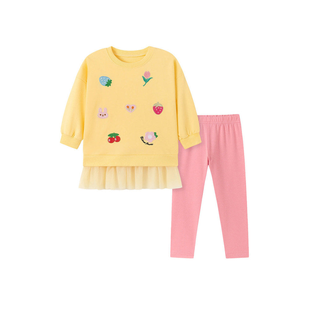 MyKids-USA® Autumn Baby Kids Girls Fruits Cartoon Pattern Long Sleeves Top and Pants Clothing Set