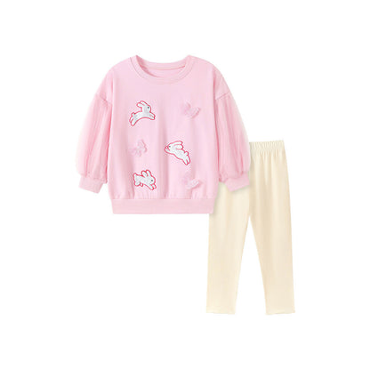 MyKids-USA® Autumn Baby Kids Girls Rabbits Cartoon Pattern Long Sleeves Top and Pants Clothing Set