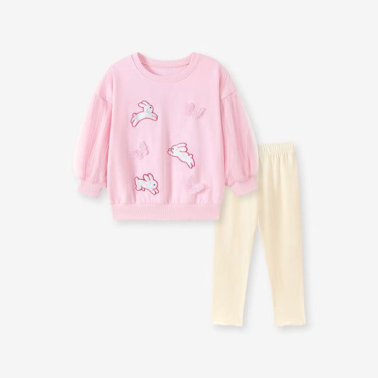 MyKids-USA® Autumn Baby Kids Girls Rabbits Cartoon Pattern Long Sleeves Top and Pants Clothing Set