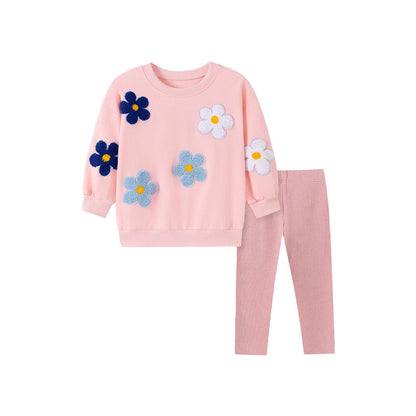 MyKids-USA® Autumn Baby Kids Girls Flowers Pattern Long Sleeves Pullover and Pants Clothing Set