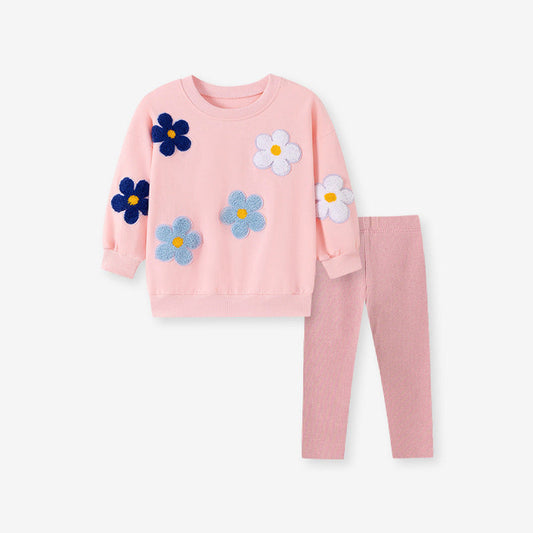 MyKids-USA® Autumn Baby Kids Girls Flowers Pattern Long Sleeves Pullover and Pants Clothing Set