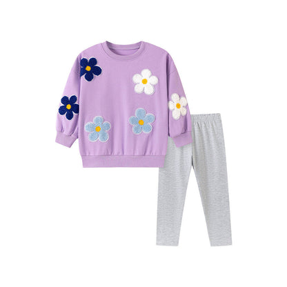 MyKids-USA® Autumn Baby Kids Girls Flowers Pattern Long Sleeves Sweatshirt and Pants Clothing Set