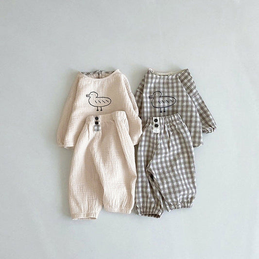 MyKids-USA® Autumn Baby Kids Girls Cartoon Pattern Long Sleeves Top and Plain Pants Clothing Set