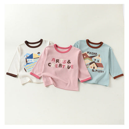 MyKids-USA® Autumn Arrival Baby Kids Long Sleeves Cartoon and Letters Pattern Top