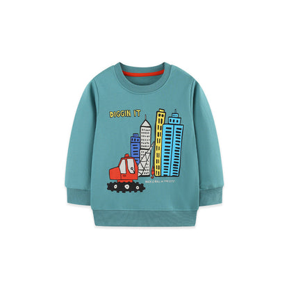 MyKids-USA® Autumn Arrival Kids Boys Cartoon and Letters Pattern Crew Neck Long Sleeves Sweatshirt