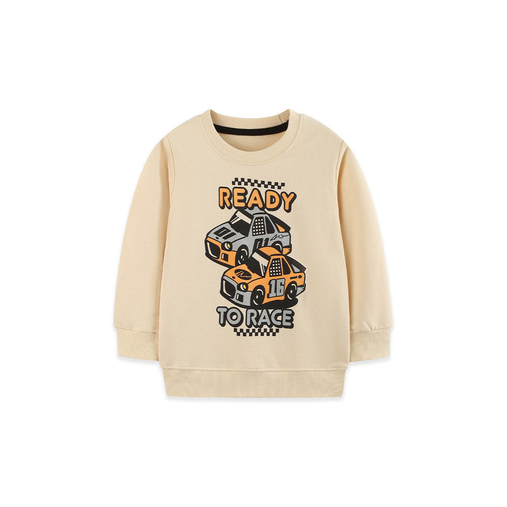 MyKids-USA® Autumn Arrival Kids Boys Cartoon and Letters Pattern Crew Neck Long Sleeves Sweatshirt