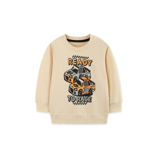 MyKids-USA® Autumn Arrival Kids Boys Cartoon and Letters Pattern Crew Neck Long Sleeves Sweatshirt