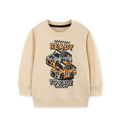 MyKids-USA® Autumn Arrival Kids Boys Cartoon and Letters Pattern Crew Neck Long Sleeves Sweatshirt