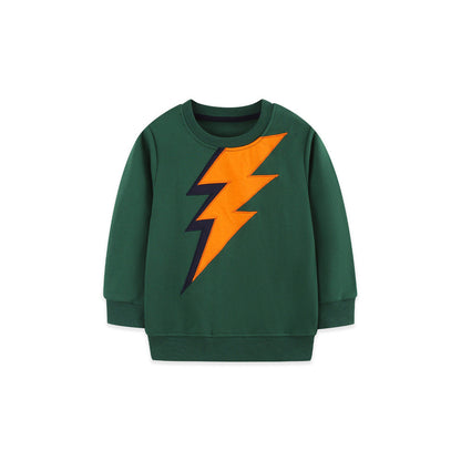 MyKids-USA® Autumn Arrival Kids Boys Lightning Pattern Crew Neck Long Sleeves Sweatshirt