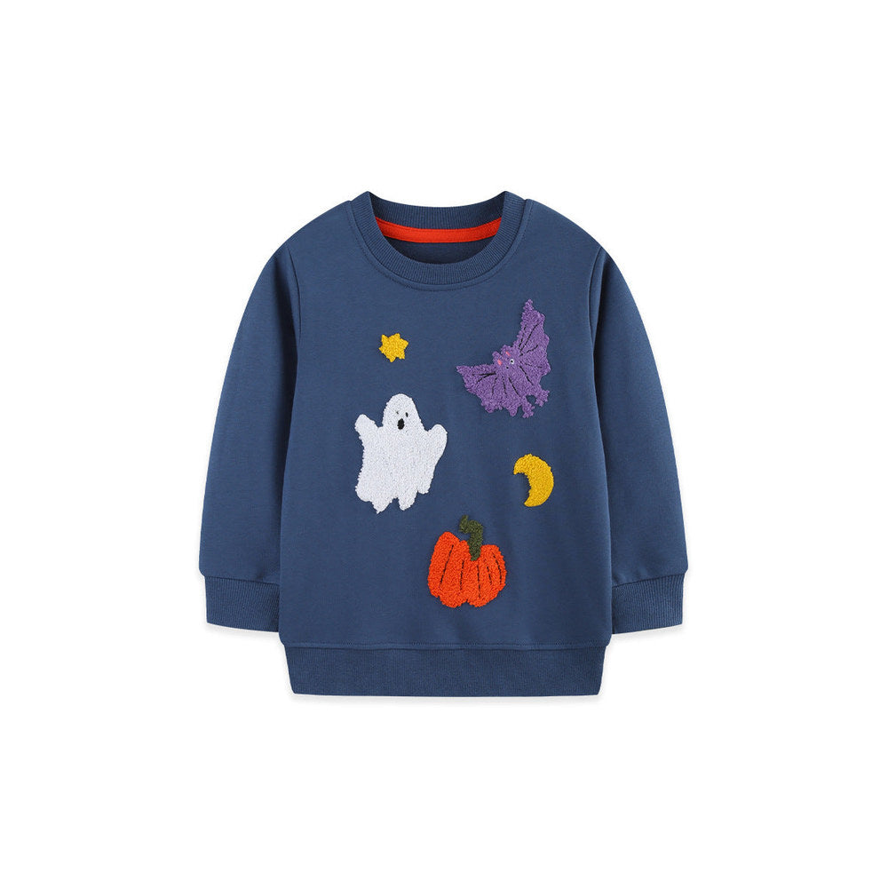 MyKids-USA® Autumn Arrival Kids Boys Halloween Cartoon Pattern Crew Neck Long Sleeves Sweatshirt