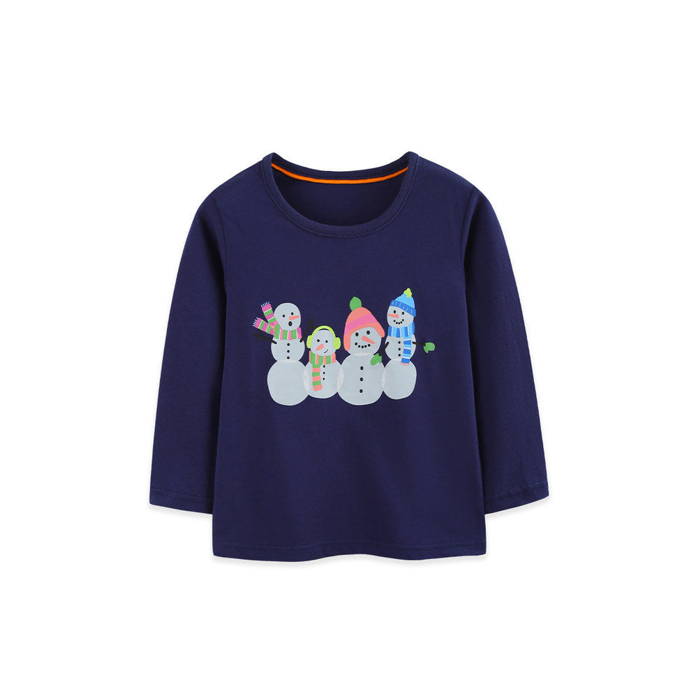 MyKids-USA® Autumn Arrival Kids Girls Cartoon Pattern Crew Neck Long Sleeves Top