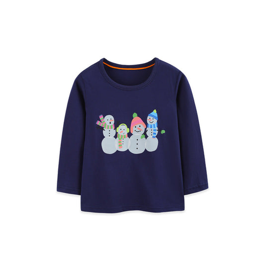 MyKids-USA® Autumn Arrival Kids Girls Cartoon Pattern Crew Neck Long Sleeves Top