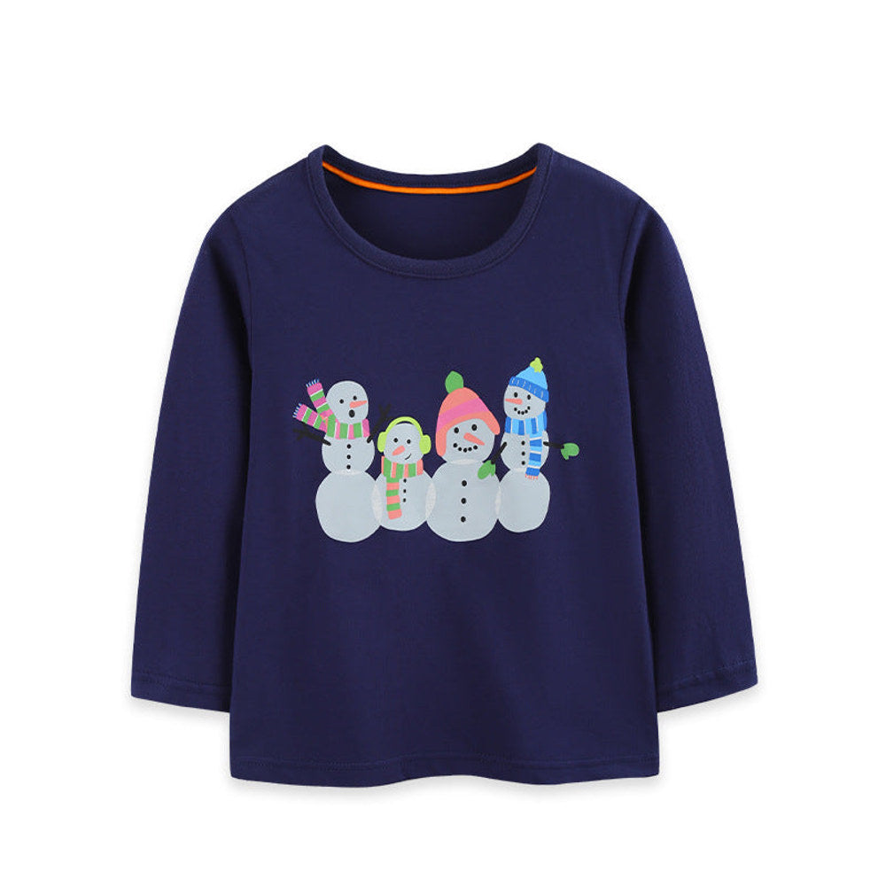 MyKids-USA® Autumn Arrival Kids Girls Cartoon Pattern Crew Neck Long Sleeves Top