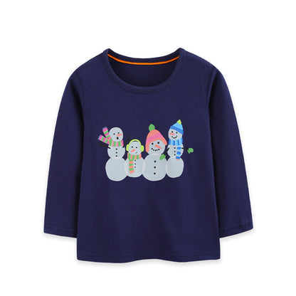MyKids-USA® Autumn Arrival Kids Girls Cartoon Pattern Crew Neck Long Sleeves Top