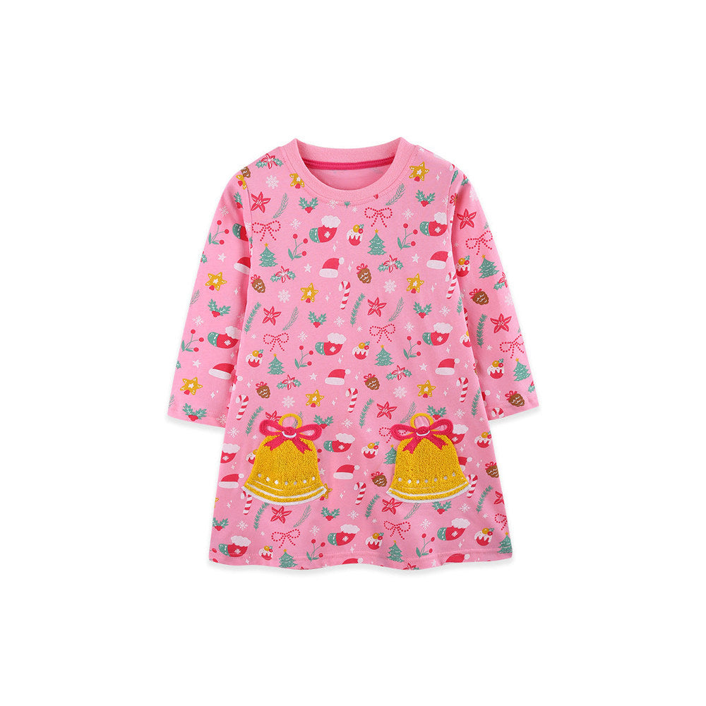 MyKids-USA® Autumn Arrival Baby Kids Girls Long Sleeves Christmas Cartoon Dress
