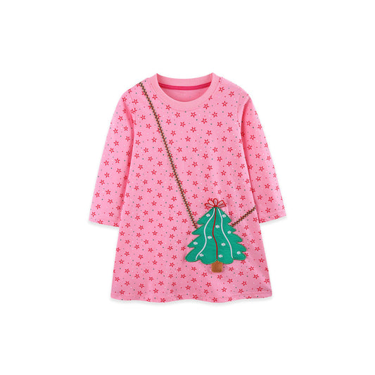 MyKids-USA® Autumn Arrival Baby Kids Girls Long Sleeves Christmas Pattern Dress