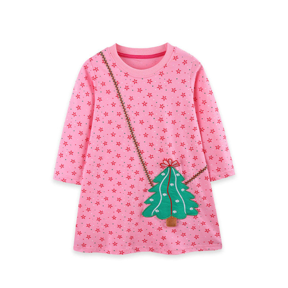 MyKids-USA® Autumn Arrival Baby Kids Girls Long Sleeves Christmas Pattern Dress