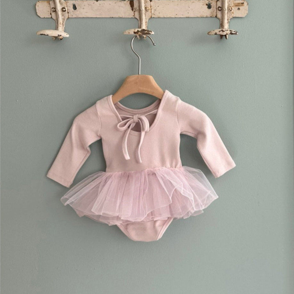 MyKids-USA® Autumn Arrival Baby Kids Girls Long Sleeves Tulle Patchwork Bodysuit Dress