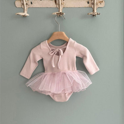 MyKids-USA® Autumn Arrival Baby Kids Girls Long Sleeves Tulle Patchwork Bodysuit Dress