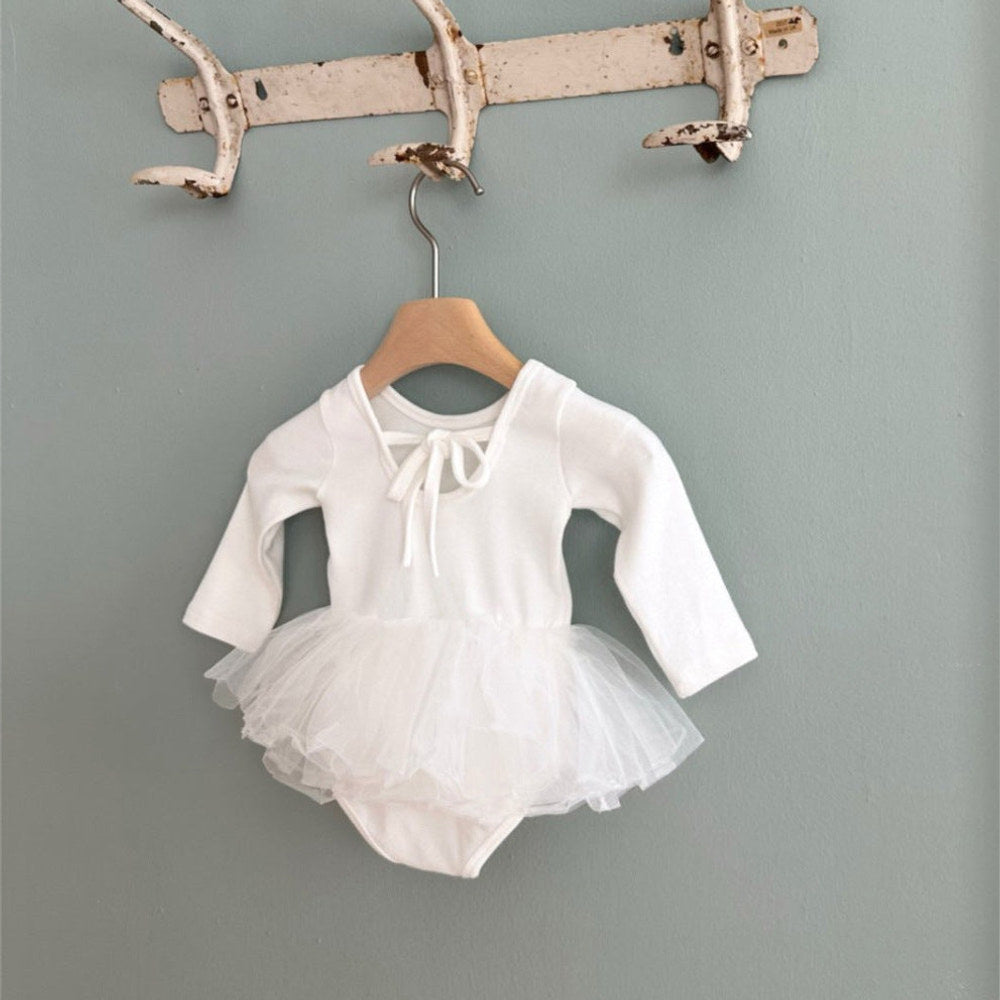 MyKids-USA® Autumn Arrival Baby Kids Girls Long Sleeves Tulle Patchwork Bodysuit Dress